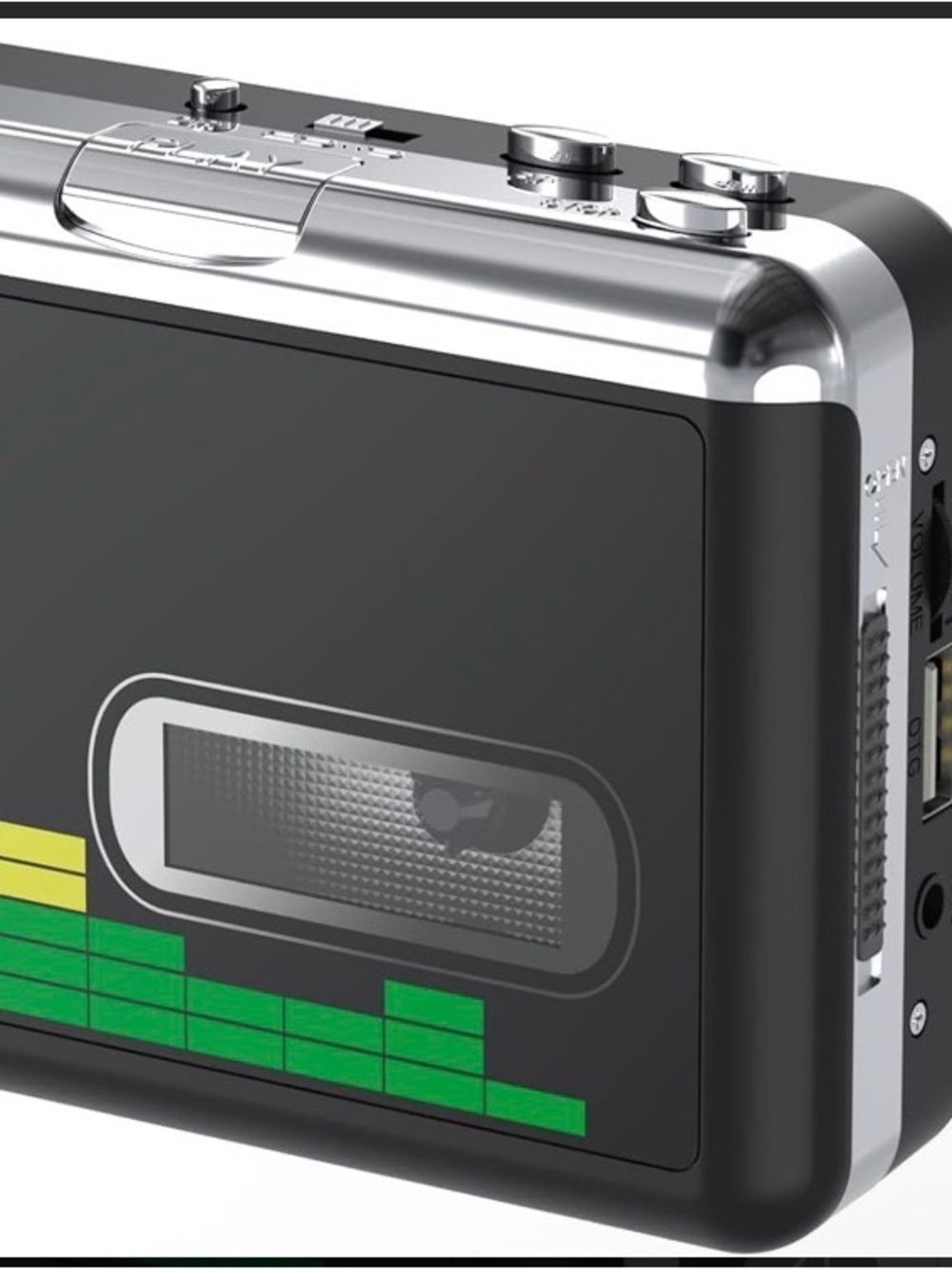 Portable Cassette Player with USB Playback - Black and Silver